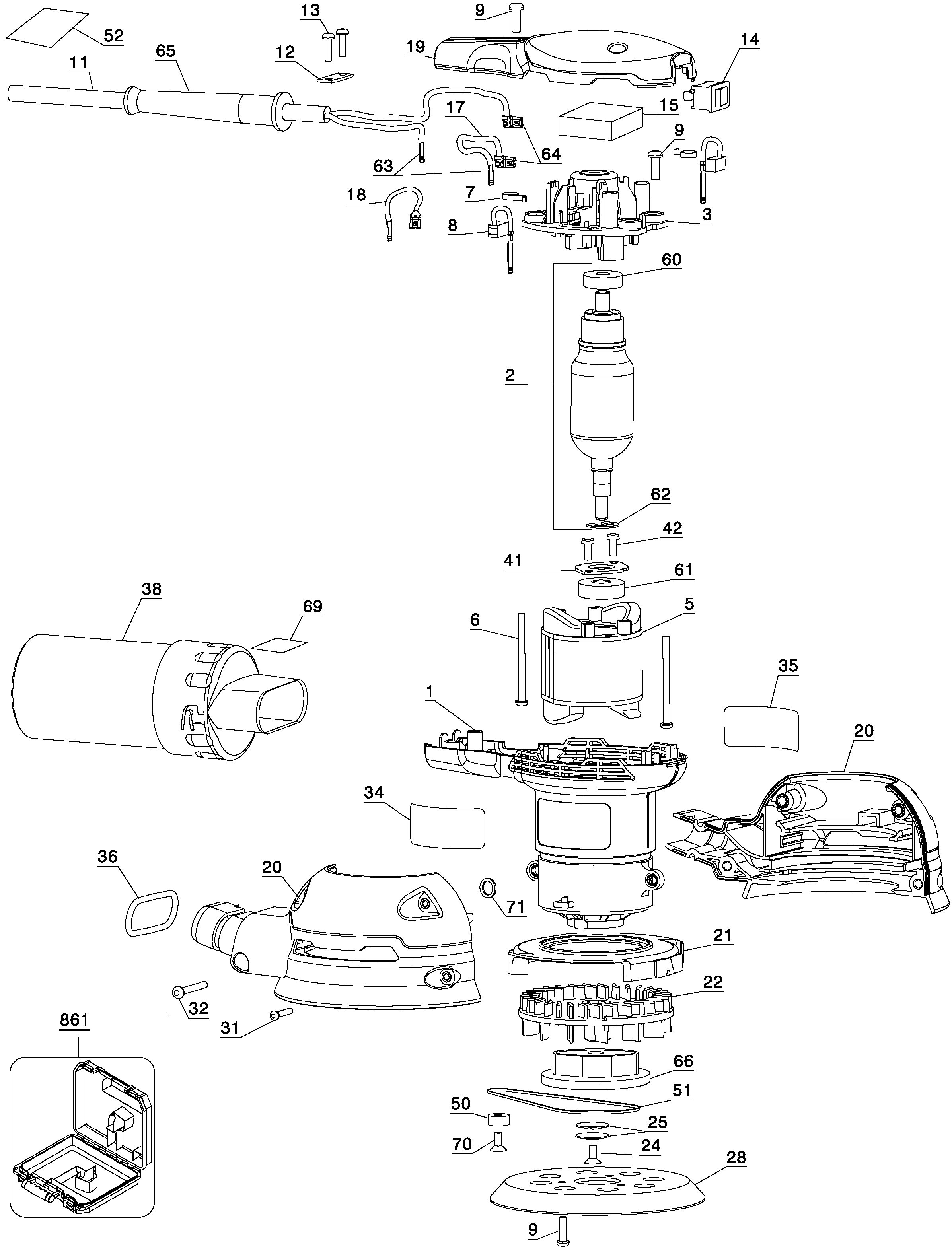 Page A Diagram and Parts List for 343VSK 2 Porter Cable Sander Polisher